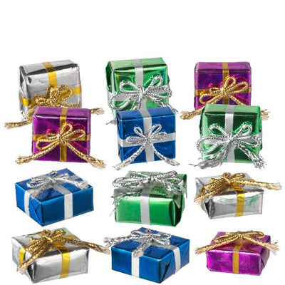 12 Dollhouse Miniature Wrapped Gift Boxes - Little Shop of Miniatures