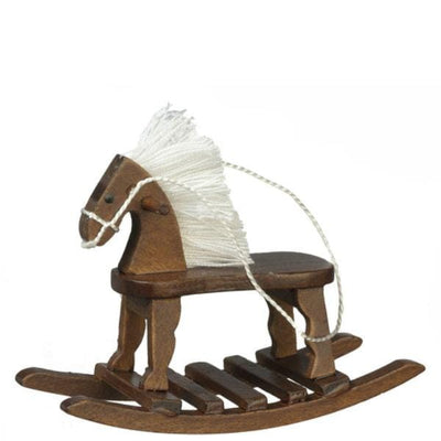 Walnut Dollhouse Miniature Rocking Horse - Little Shop of Miniatures