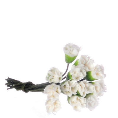 One Dozen White Dollhouse Miniature Carnations - Little Shop of Miniatures