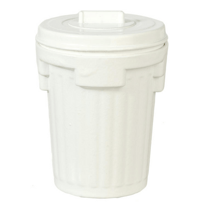 White Dollhouse Miniature Garbage Can - Little Shop of Miniatures