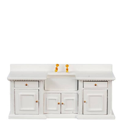 White Dollhouse Miniature Kitchen Sink & Counter - Little Shop of Miniatures