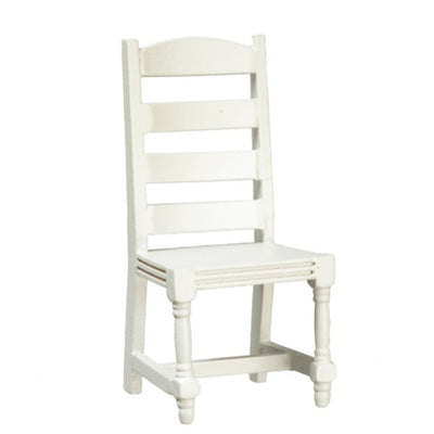 White Dollhouse Miniature Ladderback Chair - Little Shop of Miniatures