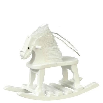 White Dollhouse Miniature Rocking Horse - Little Shop of Miniatures