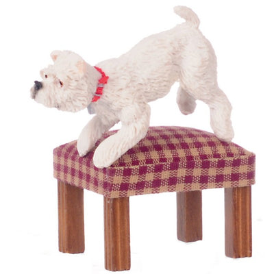 Jumping Dollhouse Miniature White West Highland Terrier - Little Shop of Miniatures