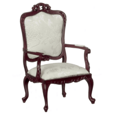 White Fabric Dollhouse Miniature Victorian Chair - Little Shop of Miniatures