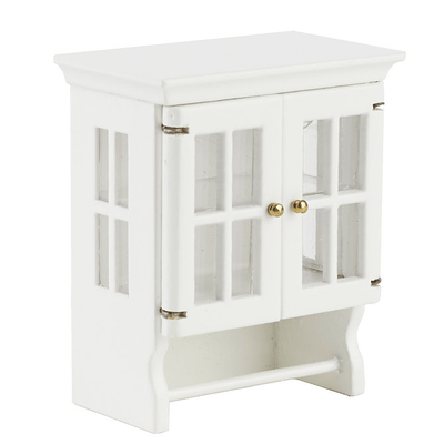 White Dollhouse Miniature Bathroom Wall Cabinet - Little Shop of Miniatures