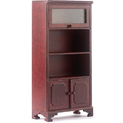 Mahogany Dollhouse Miniature Bookcase with Glass Door - Little Shop of Miniatures